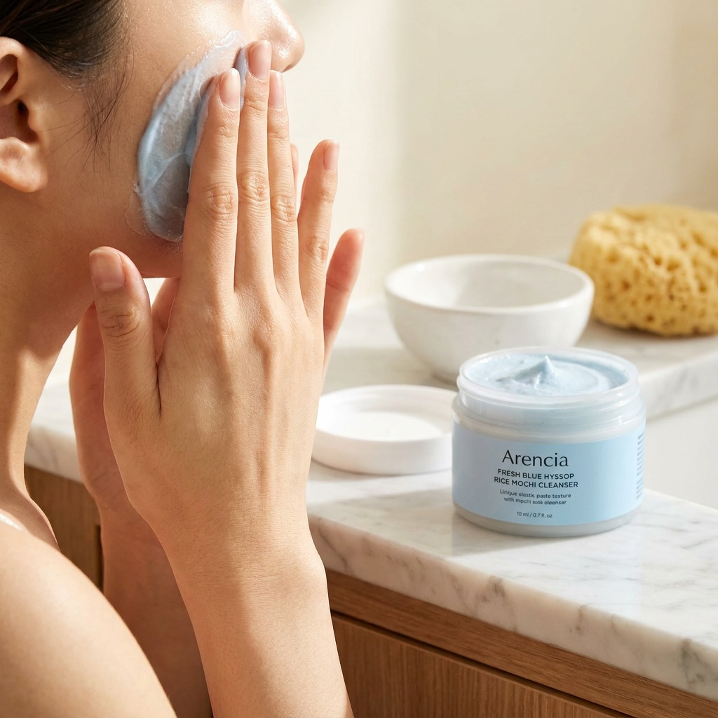 Arencia Fresh Blue Hyssop Rice Mochi Cleanser: reseña y uso real - commercial_review